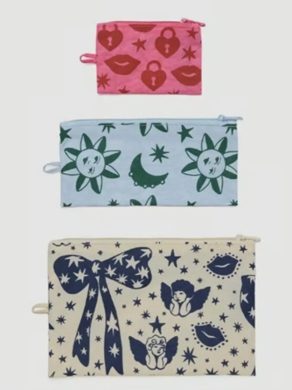 NWT Baggu Flat Pouch Set - CHARMS
